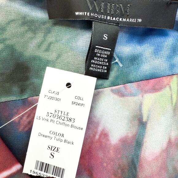 White House Black Market Dreamy Tulip Print Peplum Chiffon Blouse NWT Size S - Picture 13 of 14
